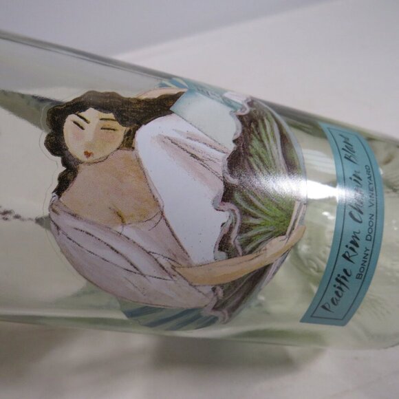 Glass Bottle Pacific Rim Volcano & Lady on Seashell with pink flowers - Picture 8 of 16